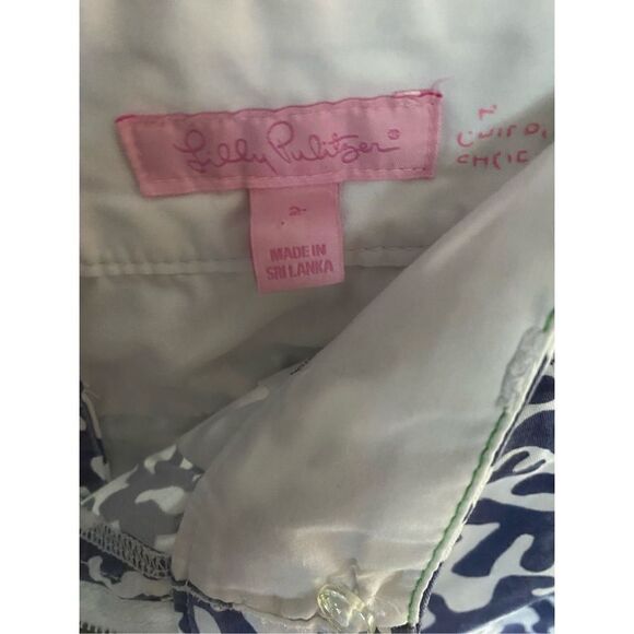 Lilly Pulitzer the chippin shorts blue white, coral shorts, size 2 - Picture 5 of 5